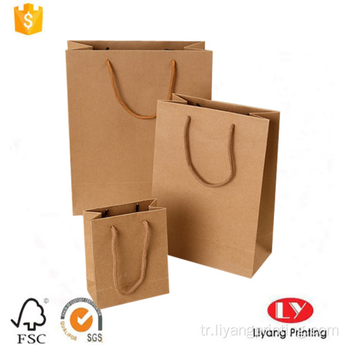 Sert kahverengi kraft kağıt taşıyıcı alışveriş çantası
